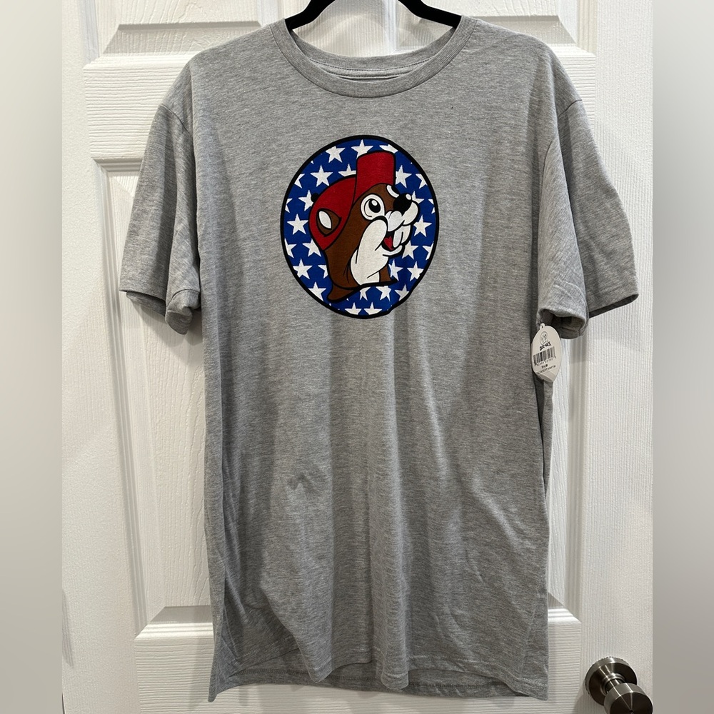 BUC-EE'S UNITED WE STAND 6 FEET APART T-SHIRT ADULT LARGE RED WHITE & BLUE NWT